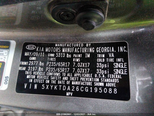 Photo 8 VIN: 5XYKTDA26CG195088 - KIA SORENTO 