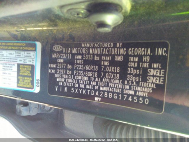 Photo 8 VIN: 5XYKTDA28BG174550 - KIA SORENTO 