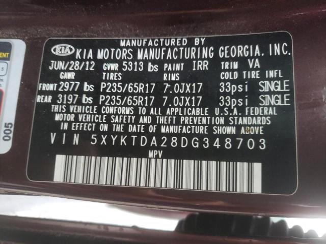 Photo 12 VIN: 5XYKTDA28DG348703 - KIA SORENTO LX 