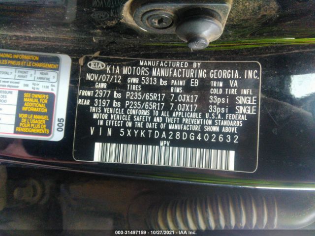 Photo 8 VIN: 5XYKTDA28DG402632 - KIA SORENTO 