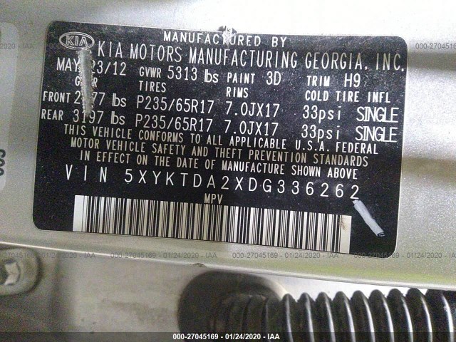 Photo 8 VIN: 5XYKTDA2XDG336262 - KIA SORENTO 