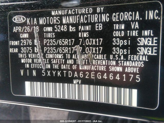 Photo 8 VIN: 5XYKTDA62EG464175 - KIA SORENTO 