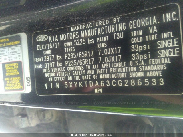 Photo 8 VIN: 5XYKTDA63CG286533 - KIA SORENTO 