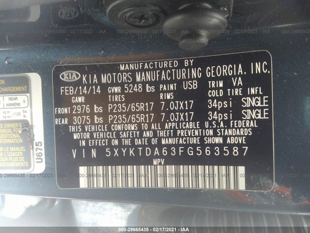 Photo 8 VIN: 5XYKTDA63FG563587 - KIA SORENTO 