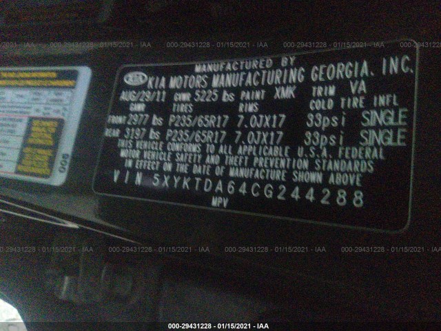 Photo 8 VIN: 5XYKTDA64CG244288 - KIA SORENTO 