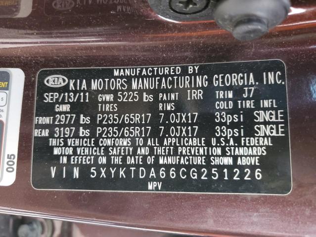 Photo 12 VIN: 5XYKTDA66CG251226 - KIA SORENTO 