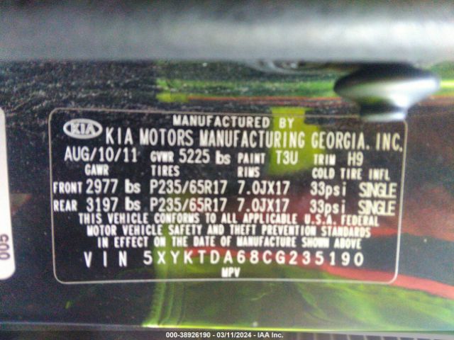 Photo 8 VIN: 5XYKTDA68CG235190 - KIA SORENTO 