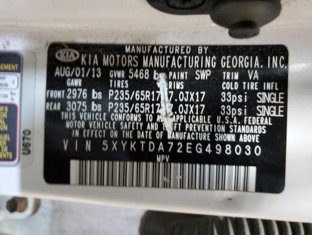 Photo 12 VIN: 5XYKTDA72EG498030 - KIA SORENTO LX 