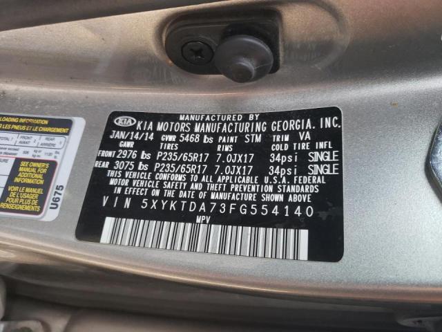 Photo 9 VIN: 5XYKTDA73FG554140 - KIA SORENTO LX 