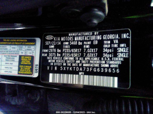 Photo 8 VIN: 5XYKTDA73FG639656 - KIA SORENTO 