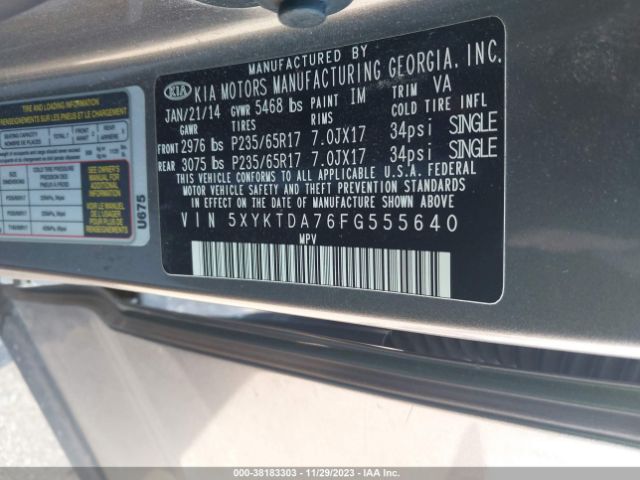 Photo 8 VIN: 5XYKTDA76FG555640 - KIA SORENTO 