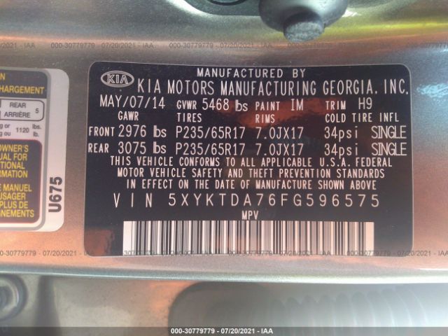 Photo 8 VIN: 5XYKTDA76FG596575 - KIA SORENTO 