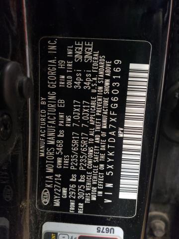 Photo 11 VIN: 5XYKTDA7XFG603169 - KIA SORENTO LX 