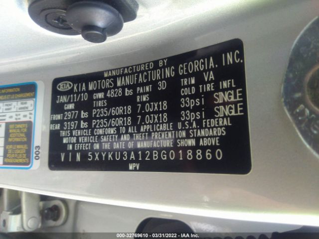 Photo 8 VIN: 5XYKU3A12BG018860 - KIA SORENTO 