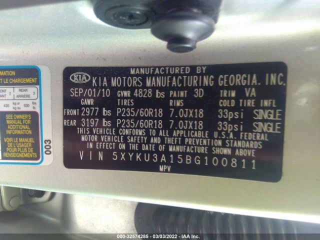 Photo 8 VIN: 5XYKU3A15BG100811 - KIA SORENTO 