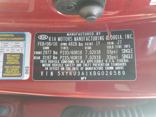 Photo 9 VIN: 5XYKU3A1XBG026589 - KIA SORENTO EX 