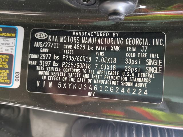 Photo 9 VIN: 5XYKU3A61CG244224 - KIA SORENTO EX 