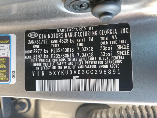 Photo 12 VIN: 5XYKU3A63CG296891 - KIA SORENTO EX 