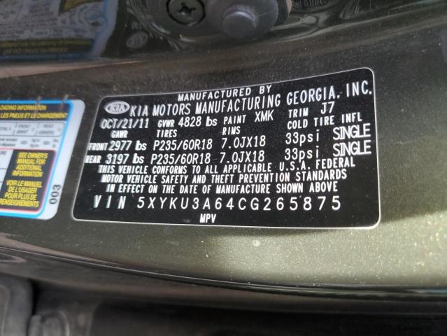 Photo 12 VIN: 5XYKU3A64CG265875 - KIA SORENTO 