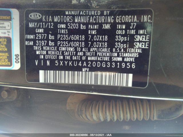 Photo 8 VIN: 5XYKU4A20DG331956 - KIA SORENTO 