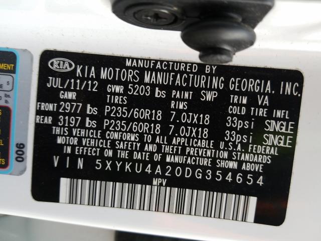 Photo 9 VIN: 5XYKU4A20DG354654 - KIA SORENTO EX 