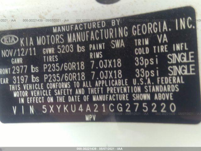 Photo 8 VIN: 5XYKU4A21CG275220 - KIA SORENTO 