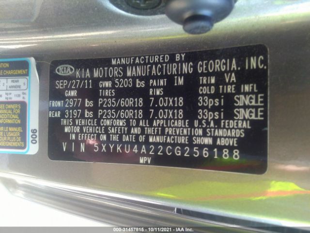 Photo 8 VIN: 5XYKU4A22CG256188 - KIA SORENTO 