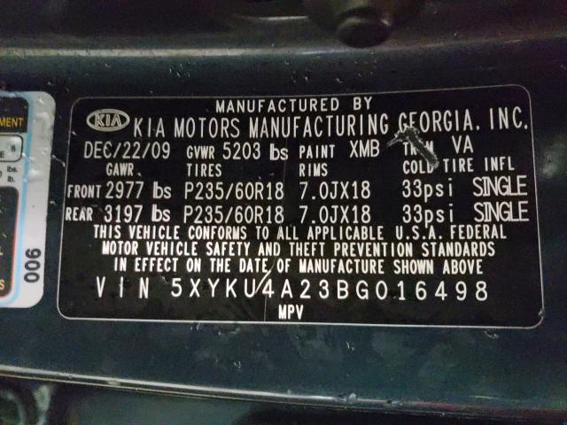 Photo 9 VIN: 5XYKU4A23BG016498 - KIA SORENTO EX 