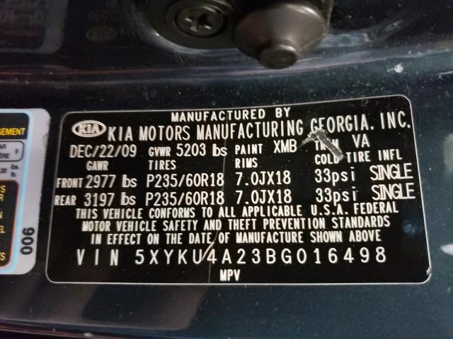 Photo 9 VIN: 5XYKU4A23BG016498 - KIA SORENTO EX 