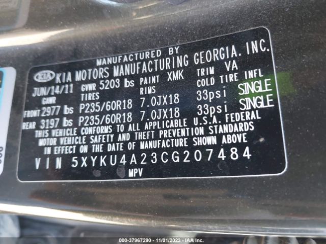 Photo 8 VIN: 5XYKU4A23CG207484 - KIA SORENTO 