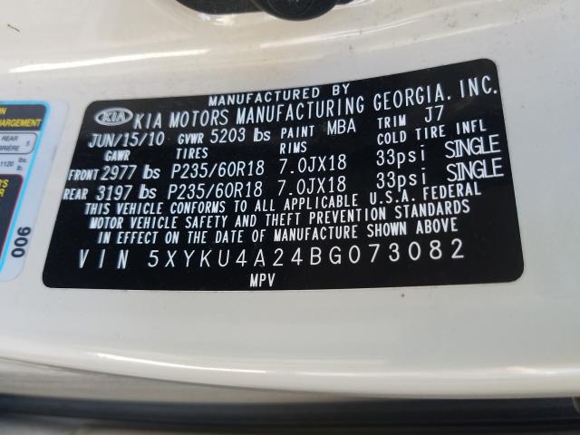 Photo 9 VIN: 5XYKU4A24BG073082 - KIA SORENTO EX 