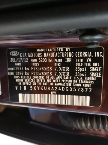 Photo 9 VIN: 5XYKU4A24DG357377 - KIA SORENTO EX 