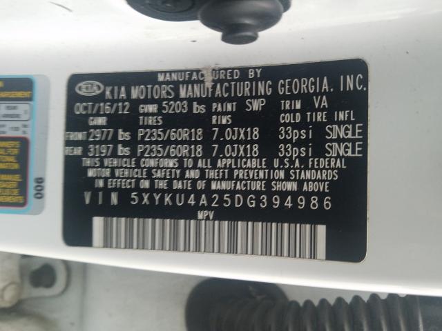 Photo 9 VIN: 5XYKU4A25DG394986 - KIA SORENTO EX 