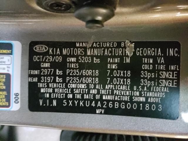 Photo 9 VIN: 5XYKU4A26BG001803 - KIA SORENTO EX 