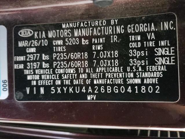 Photo 12 VIN: 5XYKU4A26BG041802 - KIA SORENTO EX 