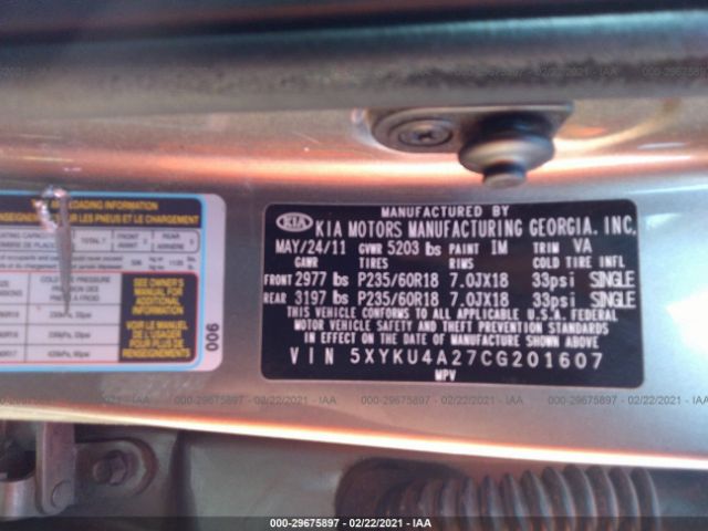 Photo 8 VIN: 5XYKU4A27CG201607 - KIA SORENTO 