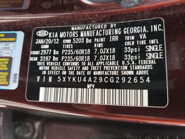 Photo 9 VIN: 5XYKU4A29CG292654 - KIA SORENTO EX 