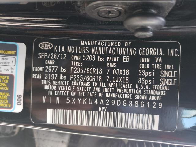 Photo 9 VIN: 5XYKU4A29DG386129 - KIA SORENTO EX 