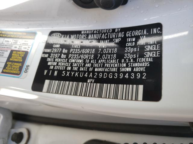 Photo 9 VIN: 5XYKU4A29DG394392 - KIA SORENTO EX 