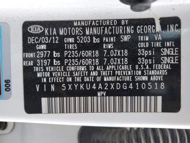 Photo 12 VIN: 5XYKU4A2XDG410518 - KIA SORENTO 