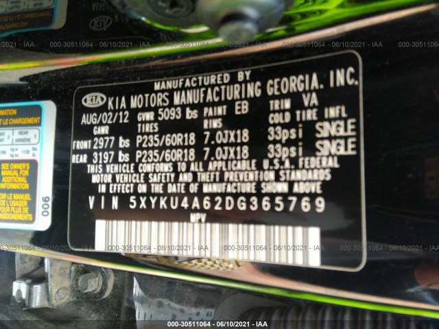 Photo 8 VIN: 5XYKU4A62DG365769 - KIA SORENTO 