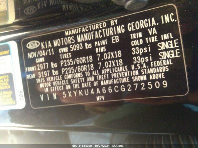 Photo 8 VIN: 5XYKU4A66CG272509 - KIA SORENTO 