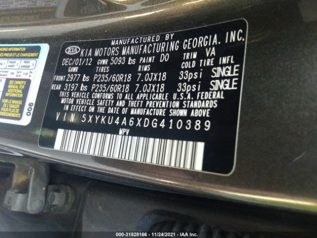 Photo 8 VIN: 5XYKU4A6XDG410389 - KIA SORENTO 