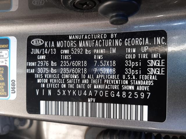 Photo 9 VIN: 5XYKU4A70EG482597 - KIA SORENTO EX 