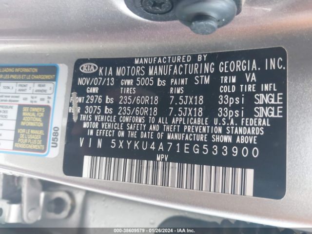 Photo 8 VIN: 5XYKU4A71EG533900 - KIA SORENTO 