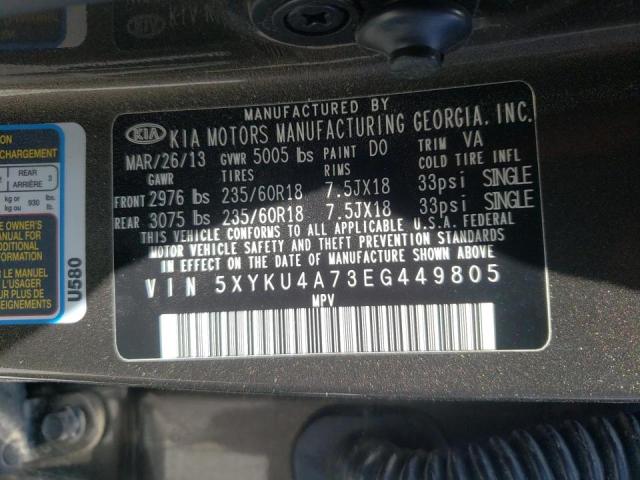 Photo 9 VIN: 5XYKU4A73EG449805 - KIA SORENTO EX 