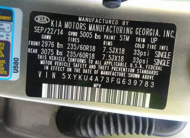 Photo 8 VIN: 5XYKU4A73FG639783 - KIA SORENTO 