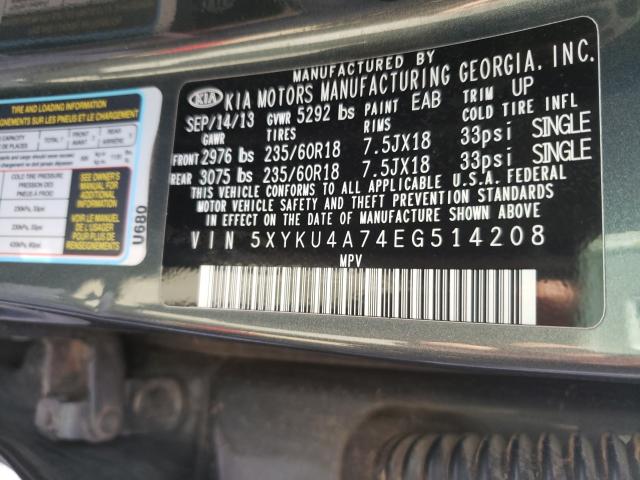 Photo 9 VIN: 5XYKU4A74EG514208 - KIA SORENTO EX 