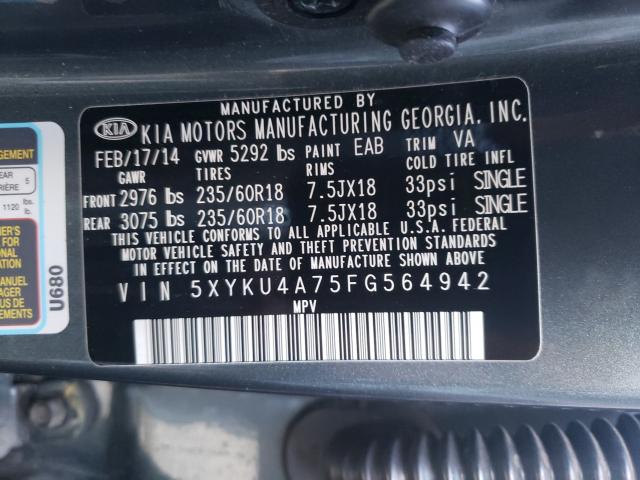 Photo 9 VIN: 5XYKU4A75FG564942 - KIA SORENTO EX 