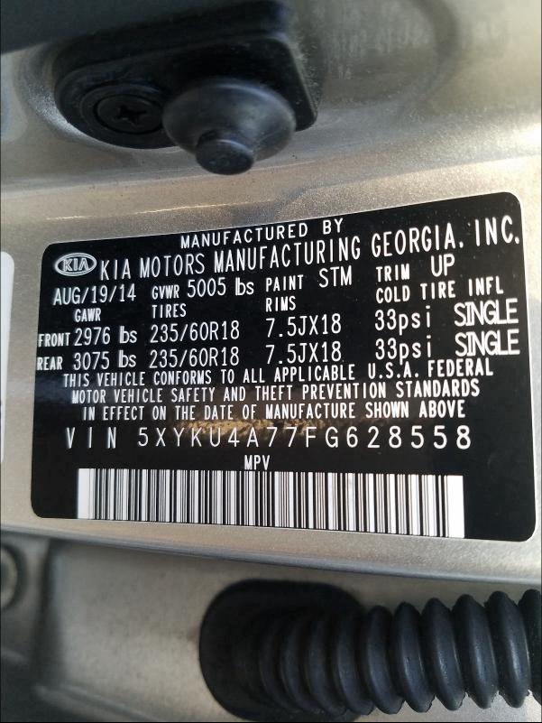 Photo 9 VIN: 5XYKU4A77FG628558 - KIA SORENTO EX 